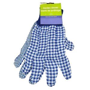 Garden Collection Gloves Blue and White checkers Latex Dots for Gripping
